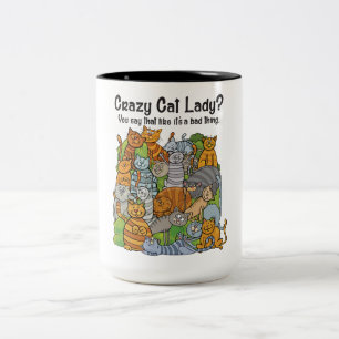 Verrückte Katzenlady 2-Ton-Becher Zweifarbige Tasse