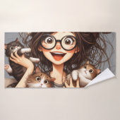 Verrückte Katzenlady  Badehandtuch (Badehandtuch)
