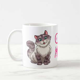 Verrückte Katzenlady Cartoon Kitten Graue Katze Ma Kaffeetasse