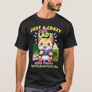 Verrückte Katzenlady, die Gaming-Pflanzen Matcha L T-Shirt