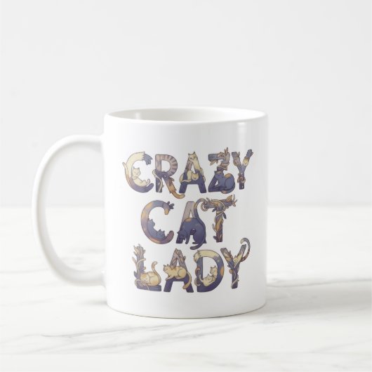 Verrückte Katzenlady Kaffeetasse (Links)