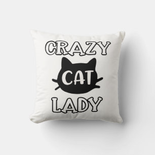Verrückte Katzenlady Kitty-Mama Süße Katze Schwar Kissen