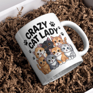 Verrückte Katzenlady Lustige Katzenliebhaber Kaffe Kaffeetasse