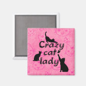 Verrückte Katzenlady Lustige Spielende Katzen Magnet (Vorderseite/Rückseite)