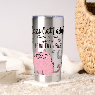 Verrückte Katzenlady? Lustiges Katzenliebhaber-Ges Thermobecher