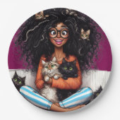 Verrückte Katzenlady Pappteller (Vorderseite)