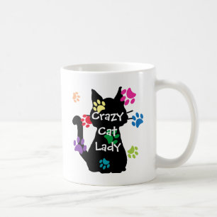 Verrückte Katzenlady Schwarze Katze und bunte bema Kaffeetasse