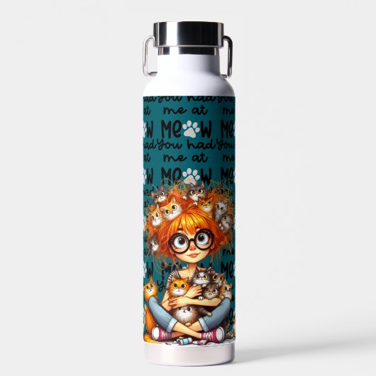 Verrückte Katzenlady Trinkflasche (Vorne)