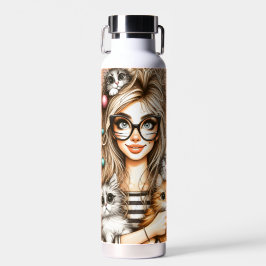 Verrückte Katzenlady Trinkflasche