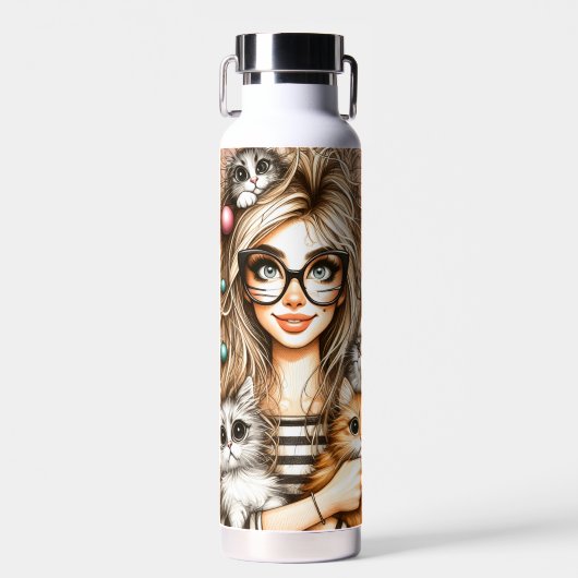 Verrückte Katzenlady Trinkflasche (Vorne)