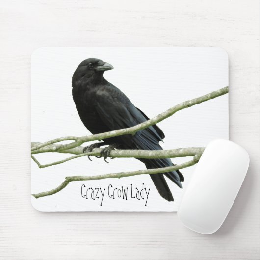 Verrückte Krähen-Dame Mousepad (Mit Mouse)