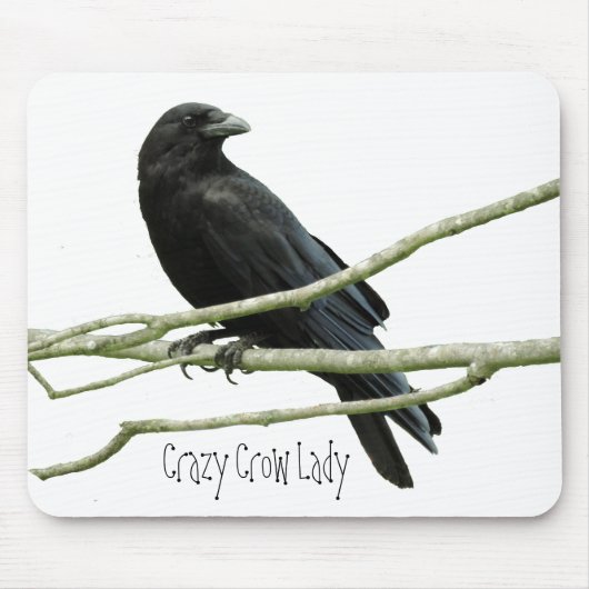Verrückte Krähen-Dame Mousepad (Vorne)