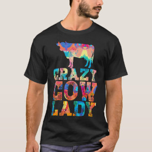 Verrückte Kuh Lady Milchbauernhof Tiermalerei T-Shirt