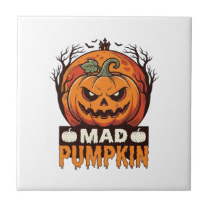 Verrückte Kürbis Halloween Vintage Gravur Design_1 Fliese
