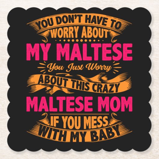 Verrückte Malteser-Mama Untersetzer (Vorderseite)