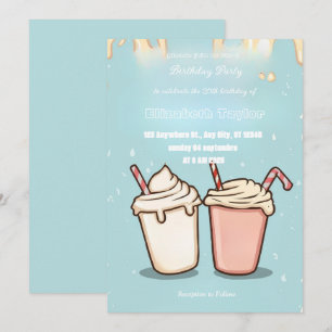 Verrückte Milkshake-Party-Einladung – Bunt Süß Einladung