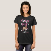 Verrückte Mops-Dame Mops-Mädchen T-Shirt (Vorne ganz)