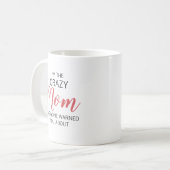 Verrückte Mutter personalisierter Name Kaffeetasse (Vorderseite Links)