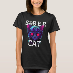 Verrückte nüchterne Katze Nüchternheitssymbol Kuns T-Shirt