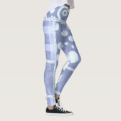 Verrückte Patchwork-Blau-Gingham-Blumenmuster Leggings (Rechts)
