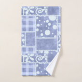 Verrückte Patchworkarbeit Blau kariertes Blumenmus Badhandtuch Set (Handtuch)