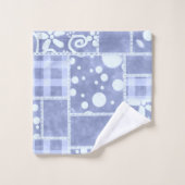 Verrückte Patchworkarbeit Blau kariertes Blumenmus Badhandtuch Set (Waschlappen)
