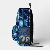 Verrückte Patchworkdecke Blau Floral Gingham-Muste Bedruckter Rucksack (Rechts)