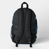 Verrückte Patchworkdecke Blau Floral Gingham-Muste Bedruckter Rucksack (Rückseite)
