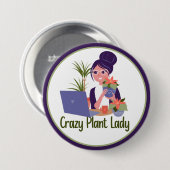 Verrückte Pflanzenlady Knopf Button (Vorne & Hinten)