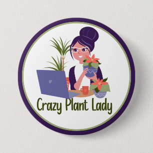 Verrückte Pflanzenlady Knopf Button