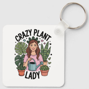 Verrückte Pflanzenlady Schlüsselanhänger