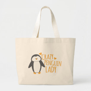 Verrückte Pinguin-Dame Jumbo Stoffbeutel
