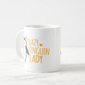 Verrückte Pinguin-Dame Kaffeetasse (Vorderseite Links)