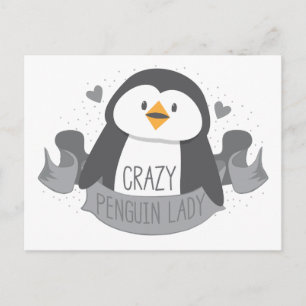 Verrückte Pinguin-Lady Banner Postkarte