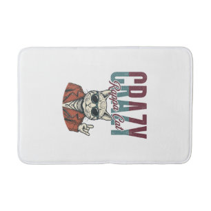 Verrückte Rappa-Katze Vintage-Stich T-Shirt Design Badematte