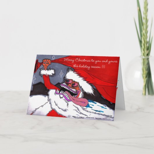 Verrückte Sankt-Karten Feiertagskarte (Vorderseite)