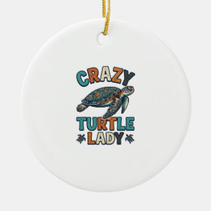 Verrückte Schildkröten-Dame Vintage Meeresschildkr Keramik Ornament