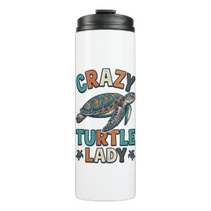 Verrückte Schildkröten-Dame Vintage Meeresschildkr Thermosbecher