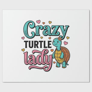 Verrückte Schildkröten-Dame Vintage-Stich-Design_1 Geschenkpapier
