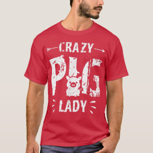 Verrückte Schweinedame Schweinliebhaber Tierfarm L T-Shirt