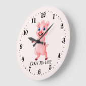 verrückte Schweinefrau fügt Text Große Wanduhr (Winkel)