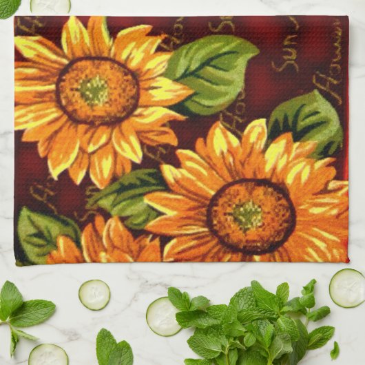 Verrückte Sonnenblumen Geschirrtuch (Gefaltet)