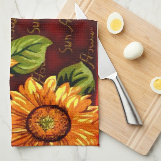 Verrückte Sonnenblumen Geschirrtuch (Viertel Falte)