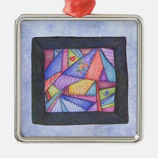 Verrückte Steppdecken-Originalvorlage Silbernes Ornament (Vorne)