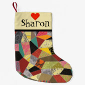 Verrückte Steppdecken-Patchwork-Monogramm Kleiner Weihnachtsstrumpf (Vorderseite)