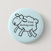 Verrückte strickende Dame Badge Button (Vorderseite)