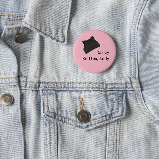 Verrückte strickende Dame Badge Button (Beispiel)