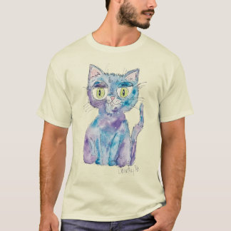 Verrückte Wasserfarben-Katze T-Shirt