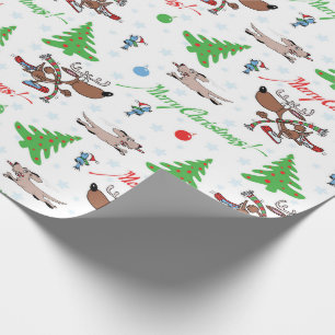 verrückte Weihnachtsrotwild Geschenkpapier