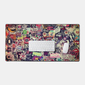 Verrückte Welt der Aufkleber Schreibtischunterlage (Tastatur & Maus)